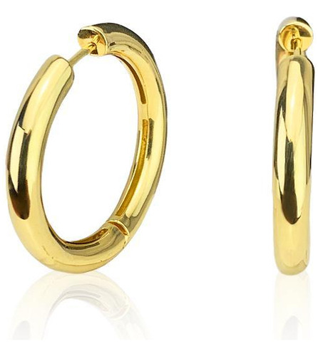 Brinco Argola Abaulada 3 Cm Em Ouro 18k