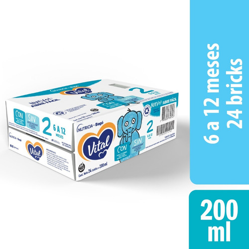 Imagen 1 de 3 de Vital 2 - Pack X 24 Bricks 200ml. Leche Liquida Infantil.