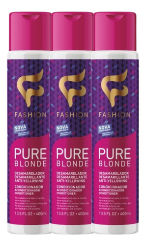 Kit 3x Condicionador Pure Blonde Fashion Cosméticos 400ml