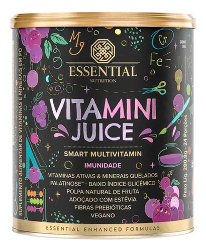 Vitamini Juice 280g Essential - Multivitamínico Kids Vegano Sabor Uva