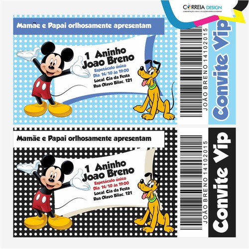 Imagem 2 de 3 de Criar Arte Final Convite Mickey Safari Mouse Tipo Ingresso