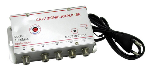 Amplificador Sinal 1x4 Saidas 20db Regulagem Tv Cabo Digital