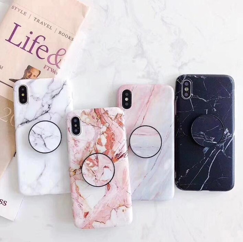 Funda De Marmol + Pop iPhone Pop Dama Hombre Mujer Goma Moda