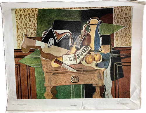 Antigua Pintura Oleo Litografia  Georges Braque El Dia 