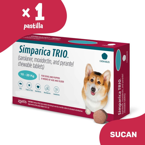 Pastilla Simparica Trio - Perros 10 A 20 Kg