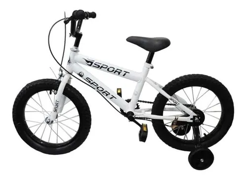 Bicicleta infantil branca Mvd Sport Rodado 18 com rodinhas