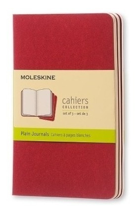 Libreta Moleskine Cahier Pocket - Rojo Arandano Plain X 3