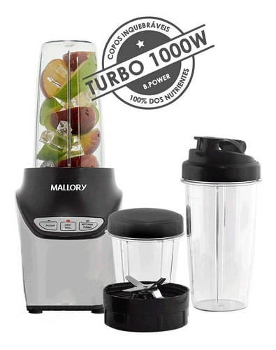 New Liquidificador, Blender E Processador Mallory Inox 1000w 110v