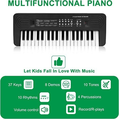 Imagen 3 de 6 de Teclado Electronico Para Ninos 37 Teclas Portatil Musical