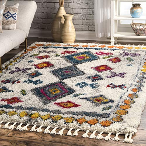 Lynda Moroccan Shaggy Area Rug, 4x6, Multi