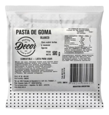 Pasta De Goma Decor Cake Blanca X500g - Cotillón Waf