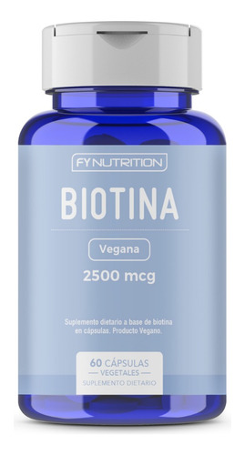 Vitaminas de Biotina en cápsulas Fynutrition 2500mcg Pelo, Piel Y Uñas 60 un.