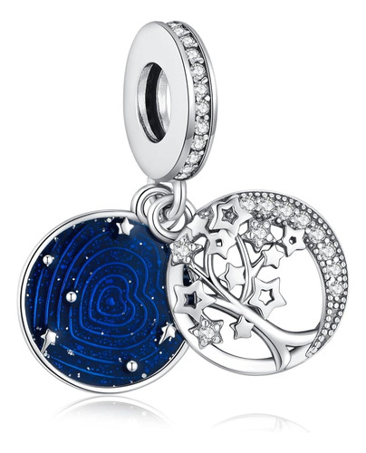 Alstade Tree & Galaxy Moon Charm 925 Sterling Silver Charms 