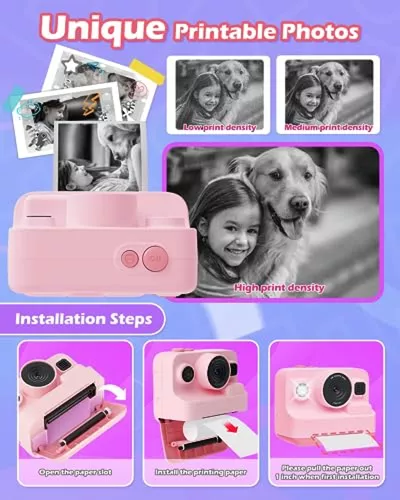 Cámara Instantánea para Niña Mini Impresora Rosado IMPORTADO