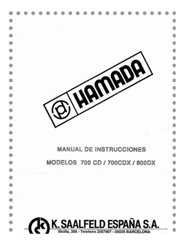 Manual Instrucciones Offset Hamada 700 800