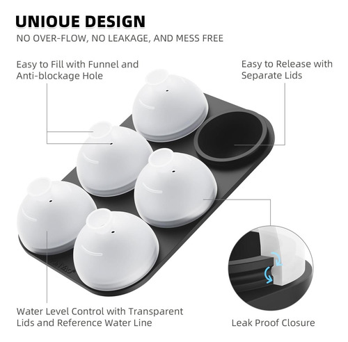 Honyao Whisky Ice Ball Ball Ball Maker De 2 Pulgadas Con El