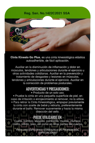 Cinta Kinesiológica Negra Diseño Go Plus 5m