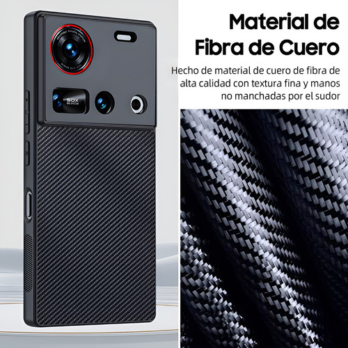 Funda Fibra Carbono Para Zte Nubia Z70 / Z70s Ultra +2 Micas Negro Nubia Z70/z70s Ultra