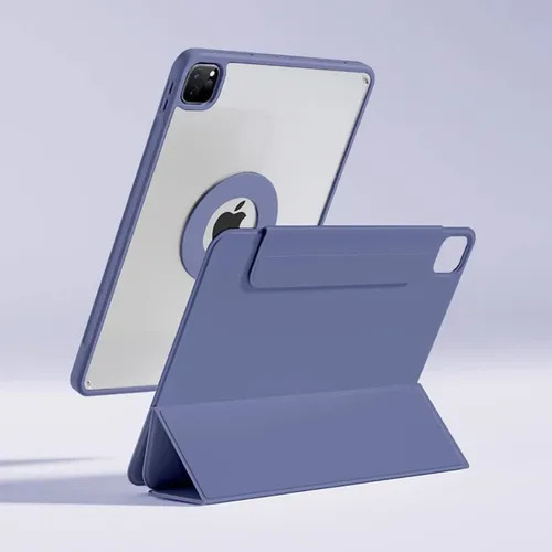 Mr. Gadgets Funda Case Transparente Smart Folio 2 En 1 Magnetico, Antifouling, Compatible Con iPad Pro M4 11 Pulgadas, Porta Lapices, Soporte Plegable, Color Lila