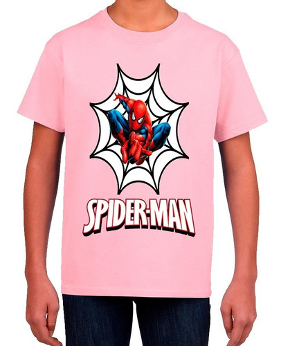 Polera Estampada 100% Algodón Niño Spiderman Hombre Araña