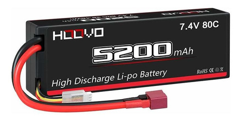 Bateria Lipo 7.4v 5200mah 80c 2s T Plug Hoovo