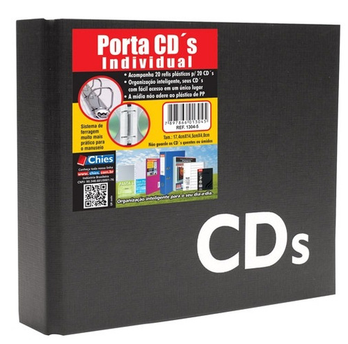 Porta Cds Individual Chies C/ Refis P/ 20 Cds Preto