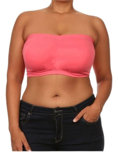 Top Bandeau Corpiño C/taza Extraible Extra Grande Strapless