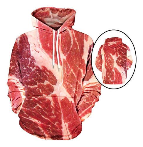 Camisa Manga Larga Unisex Estampado 3d Carne Sudadera Con Ca
