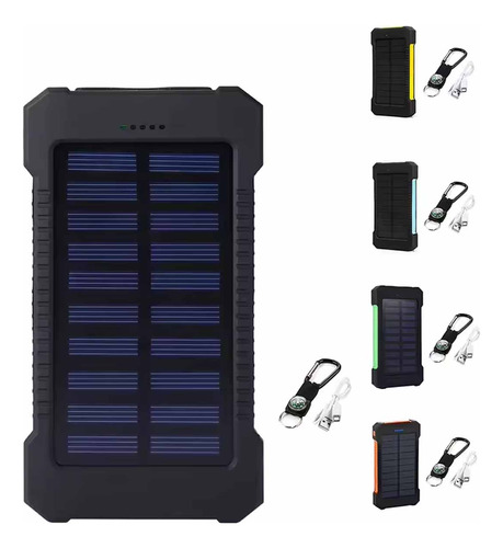 Banco De Energía Solar Con Doble Puerto Usb Led De 8000 Mah,