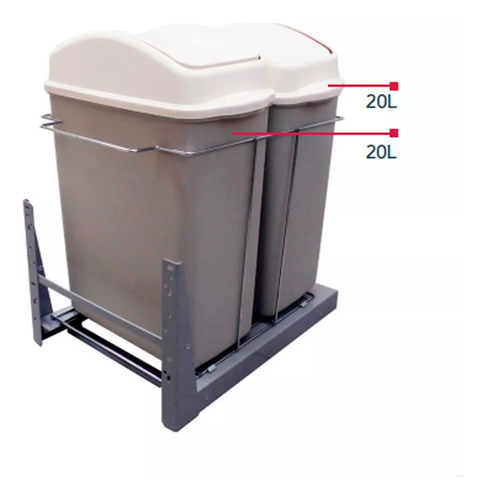 Lixeira Ecológica Dupla Deslizante 40l Cromado 8683 Jomer