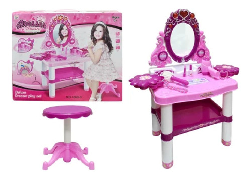 Tocador Set De Belleza Con Banquito Infantil