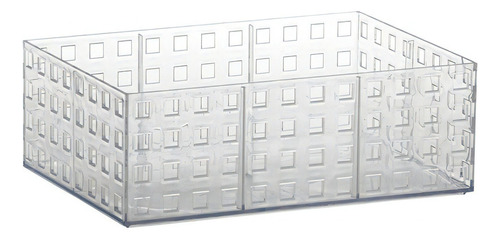 Cesta organizadora, mesa, apilable, cuadratta, color transparente, 23 x 16 x 8 cm