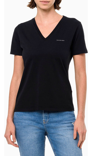 Blusa Feminina Decote V Slim Calvin Klein - Preto