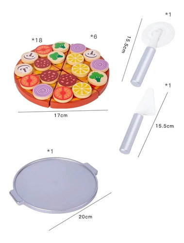 Imagen 5 de 6 de Pizza Comida De Juguete Alimento Para Cortar
