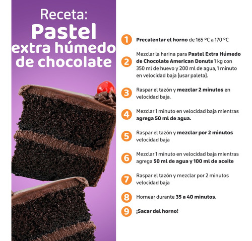 Harina Preparada Pastel Extra Húmedo Chocolate 22.68. Kg.
