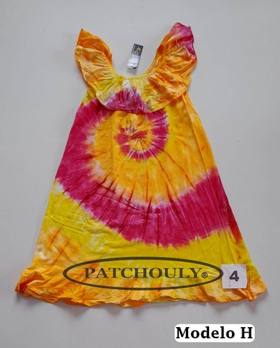 Imagen 5 de 8 de Vestido Solero Batik Tie Dye 100% Algodón Artesanal Modelo H