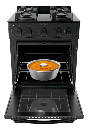 Fogão 4 Bocas Atlas Milão Glass Mesa De Inox A Gás 127/220V