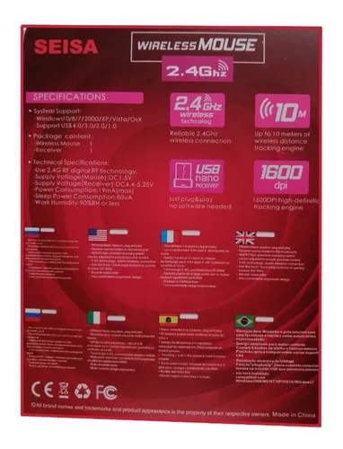 Mouse Inalámbrico Seisa 2.4 Model Rf-6220