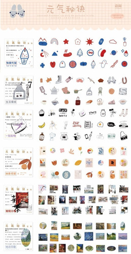 Set 300 Stickers Diseño Kawaii Para Bullet Journal Diario