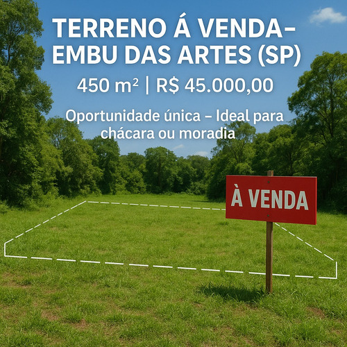 Terreno 15x30m Em Embu Das Artes (alicerce Concluído E Paredes Iniciadas Com 1 Metro De Altura