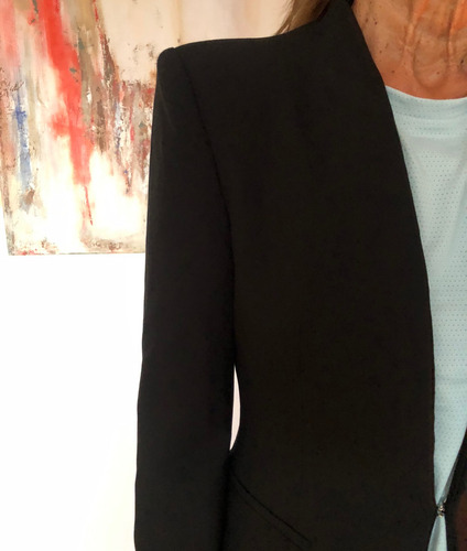 Blazer Saco Campera Nueva Hombreras Largo Negro Zara Slim