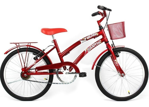 Bicicleta Feminina Dolphin Aro 20 Cesta E Garupa - Vermelha