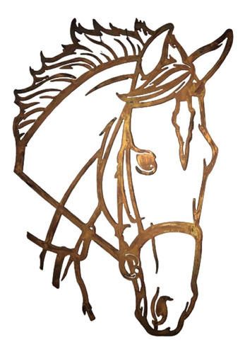 Painel Cara De Cavalo Artesanal Em Ferro Haras 50 X 37 Cm