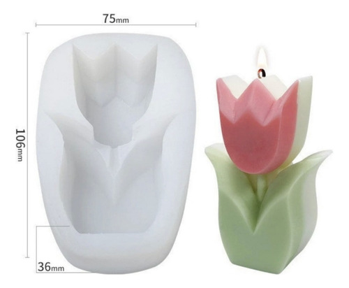 2 Moldes Silicon Tulipan Y Margarita Flores Para Jabón Velas