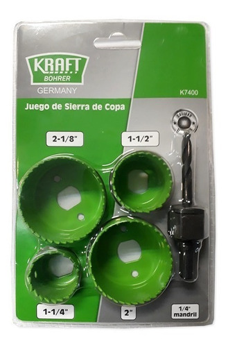 Sierra Copa Kraft Bohrer C/madril 1/4 Jgo.5 Pzas Color Verde