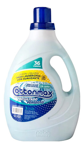 Jabón Líquido Lavarropas Suavizante 2 En 1 Cottonmax 3l X1un