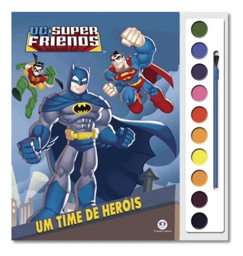 Livro Colorir + Pincel Super Friends - +4 Anos - Ação - Azul