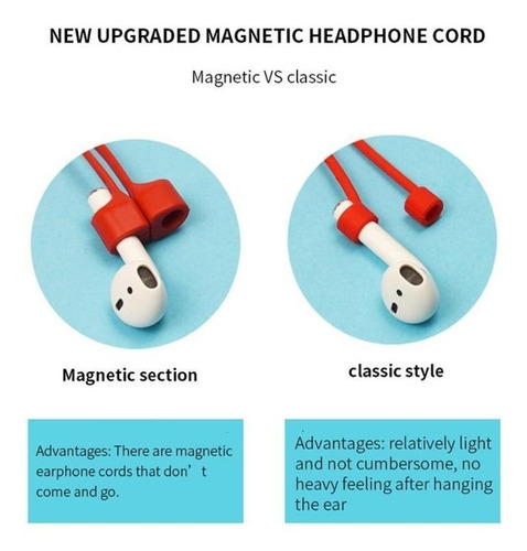 Correa Magnetica Audifonos Rojo Para AirPods 1 Y 2
