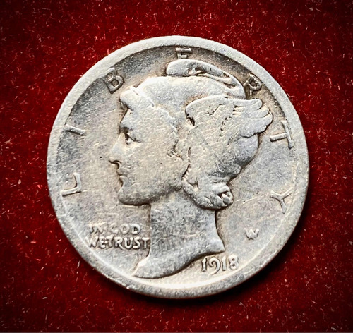 Moneda 1 Dime Estados Unidos 1918 Liberty Km 140 Plata 0.900