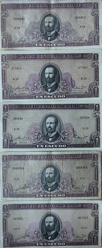 5 Billetes De 1 Escudo Massad Ibañez  Distinta Serie (bb71
